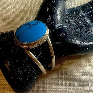 Sterling silver Cuff with Genuine Turquoise Stone